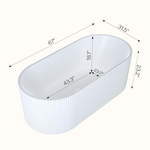 67" Acrylic Freestanding Soaking Bathtub view 5