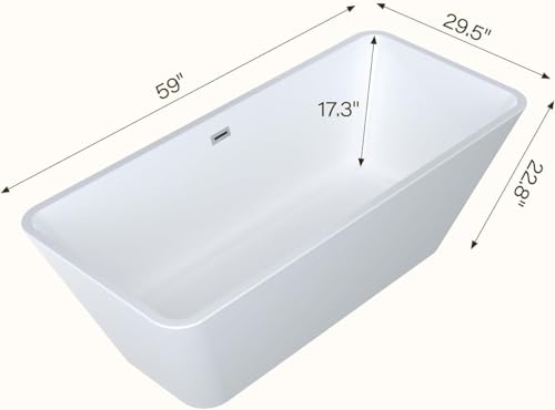 59" Acrylic Freestanding Bathtub with view 2
