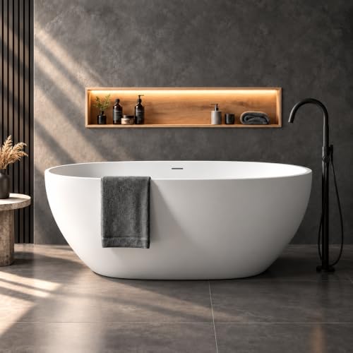 59" Stone Resin Freestanding Soaking