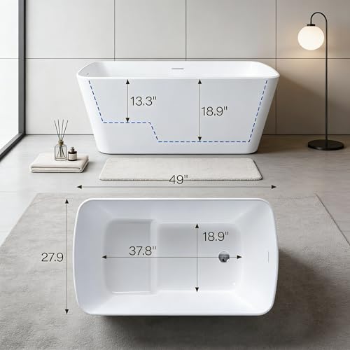 59" Acrylic Freestanding Bathtub with view 2
