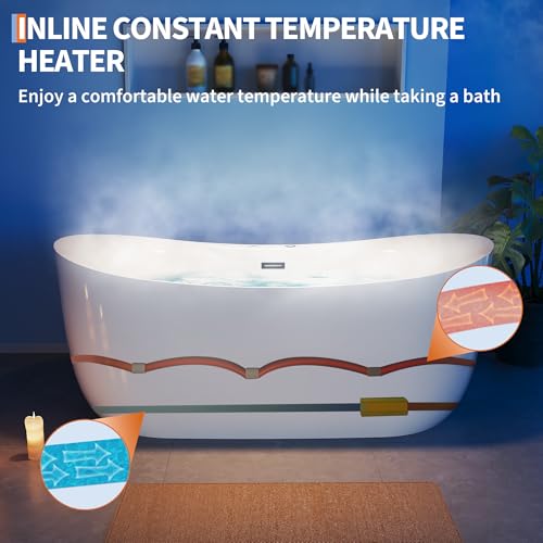 Freestanding Jetted Bathtub 71 inch view 4