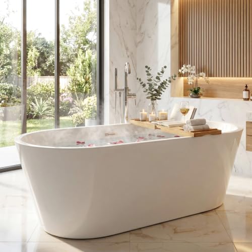 59" Acrylic Freestanding Bathtub 17.7"Deep view 2