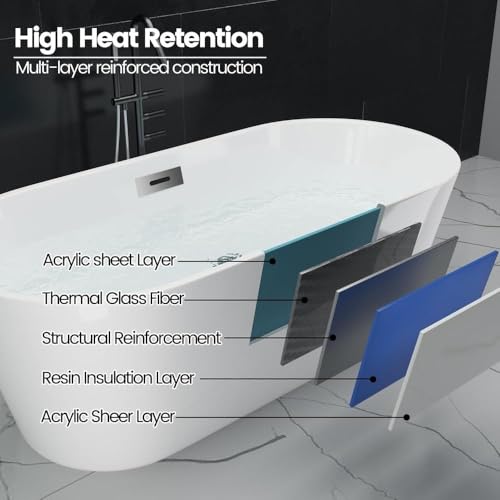 59 Inch Freestanding Bathtub Acrylic view 5