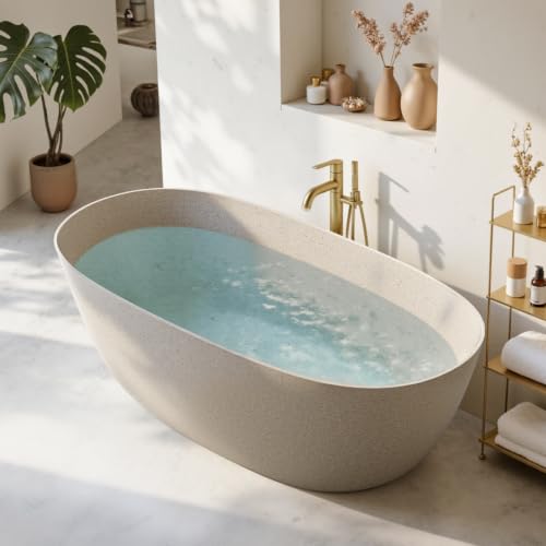 BCANHOME 61''Stone Resin Freestanding Bathtub view 2