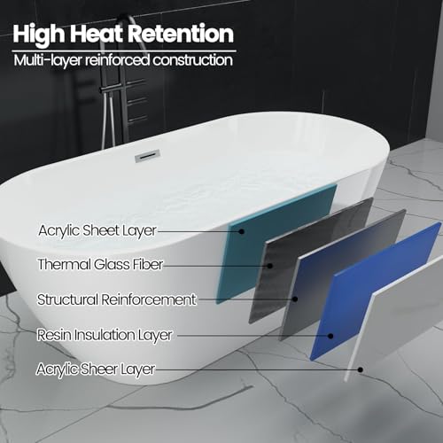 59'' Acrylic Free Standing Soaking view 3
