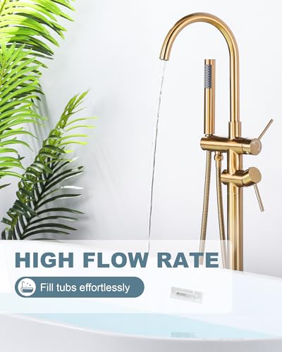 Freestanding Bathtub Faucet Brushed Gold view 3