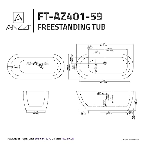 ANZZI Freestanding Bathtub Acrylic 59 view 5