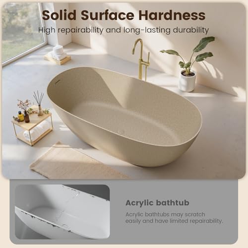 BCANHOME 61''Stone Resin Freestanding Bathtub view 3