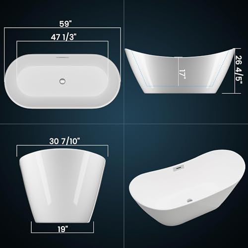 59 Inch Freestanding Bathtubs White view 4