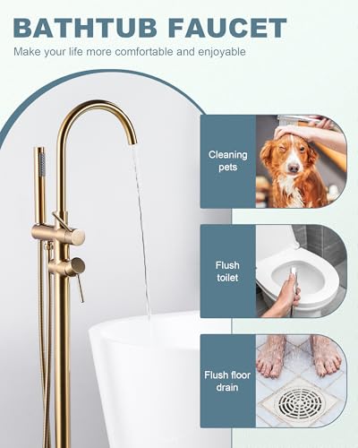 Freestanding Bathtub Faucet Brushed Gold view 5