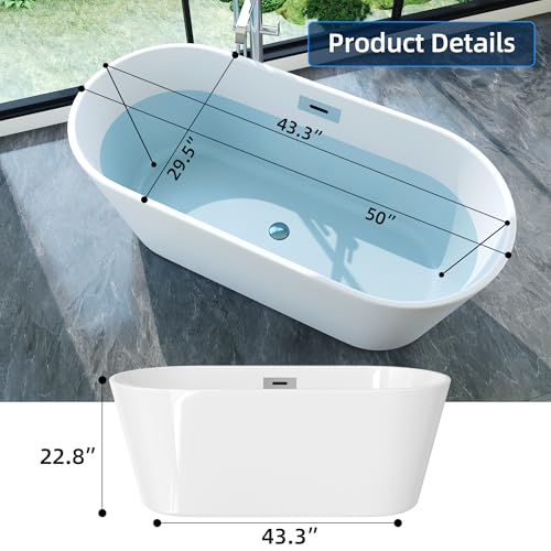 59" Acrylic Freestanding Bathtub Contemporary view 4