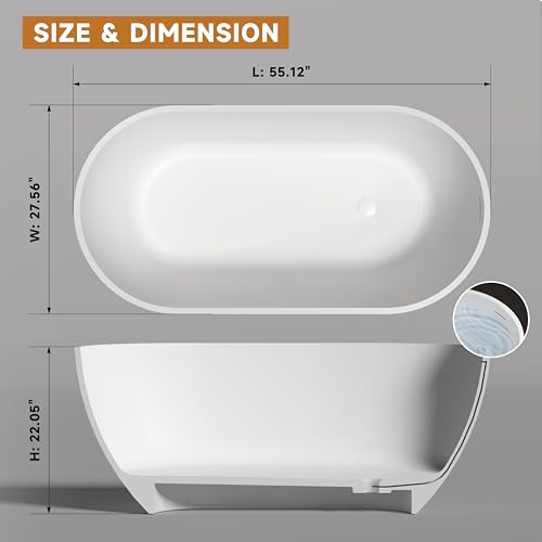 55 Inch Stone Resin Freestanding view 2