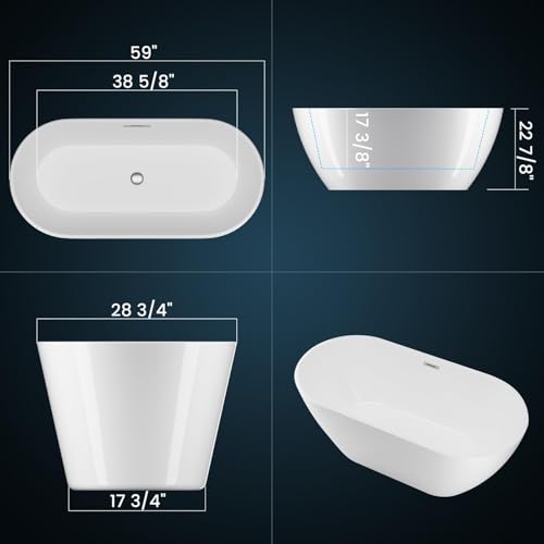 59'' Acrylic Free Standing Soaking view 2