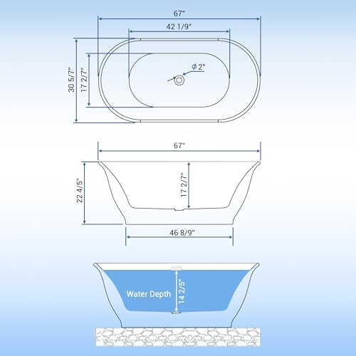 GarveeTech 67 Inch Freestanding Bathtub view 2