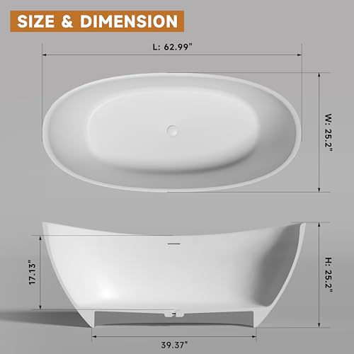 MUIRYN 63 Stone Resin Freestanding view 2