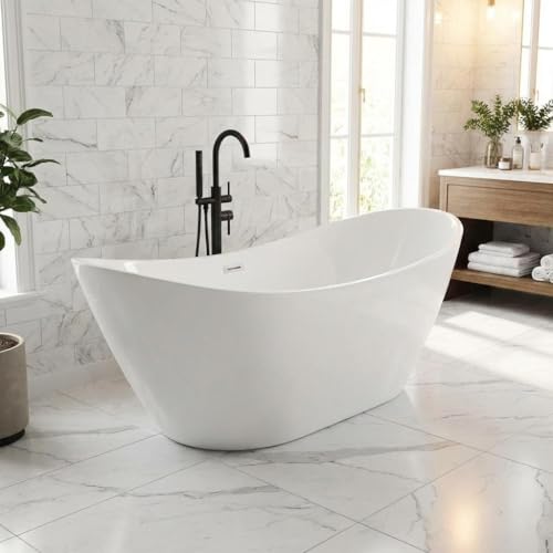 59" Freestanding Acrylic Bathtub Deep view 4