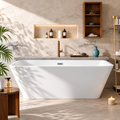 59"Freestanding Acrylic Soaking Tub Large