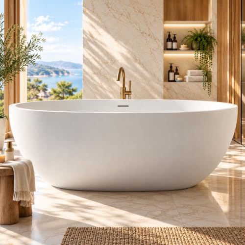 59" Stone Resin Freestanding Soaking