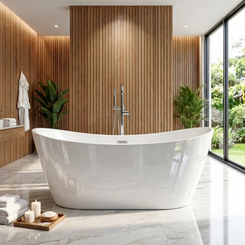 59" Acrylic Freestanding Bathtub Deep