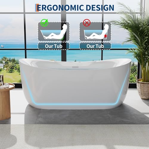 Freestanding Jetted Bathtub 71 inch view 3