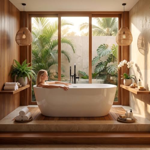 59" Acrylic Freestanding Bathtub 17.7"Deep view 4