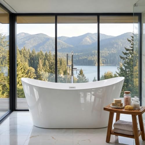 59" Acrylic Freestanding Bathtub Deep view 2