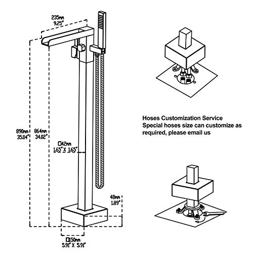 Wowkk Waterfall Tub Filler Freestanding view 2
