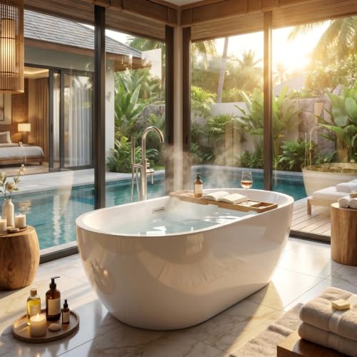 67"Acrylic Freestanding Bathtub Double-Walled Insulated view 2