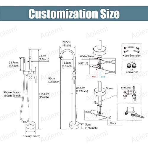 Aolemi Floor Mount Bathtub Faucet view 2